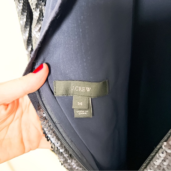 J.Crew Collection Navy Blue Sequin Bianca Party Mini Dress size 14 - Picture 9 of 10